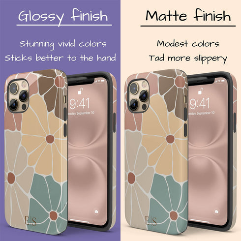 Custom Initials Abstract Flowers iPhone Case - V1